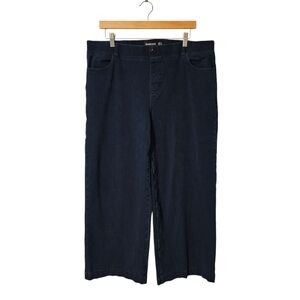Betabrand Pull On Elastic Waist Wide Leg Dark Wash Denim Pants, 2XLP